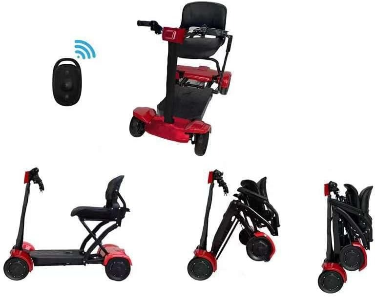 Automatic Folding Mobility Scooter Auto Folding Electric Portable Travel Scooter Mobility Chair 250W Motor 20 KM Removable Battery Remote Control New