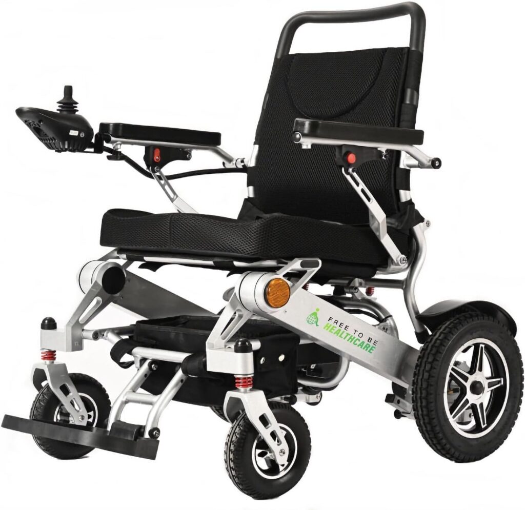 Lightweight Aluminium Electric Wheelchair Powerchair Folding Heavy Duty by Free To Be Mobility Equipment 2 x Battery Supplied 600W Motors 24KG
