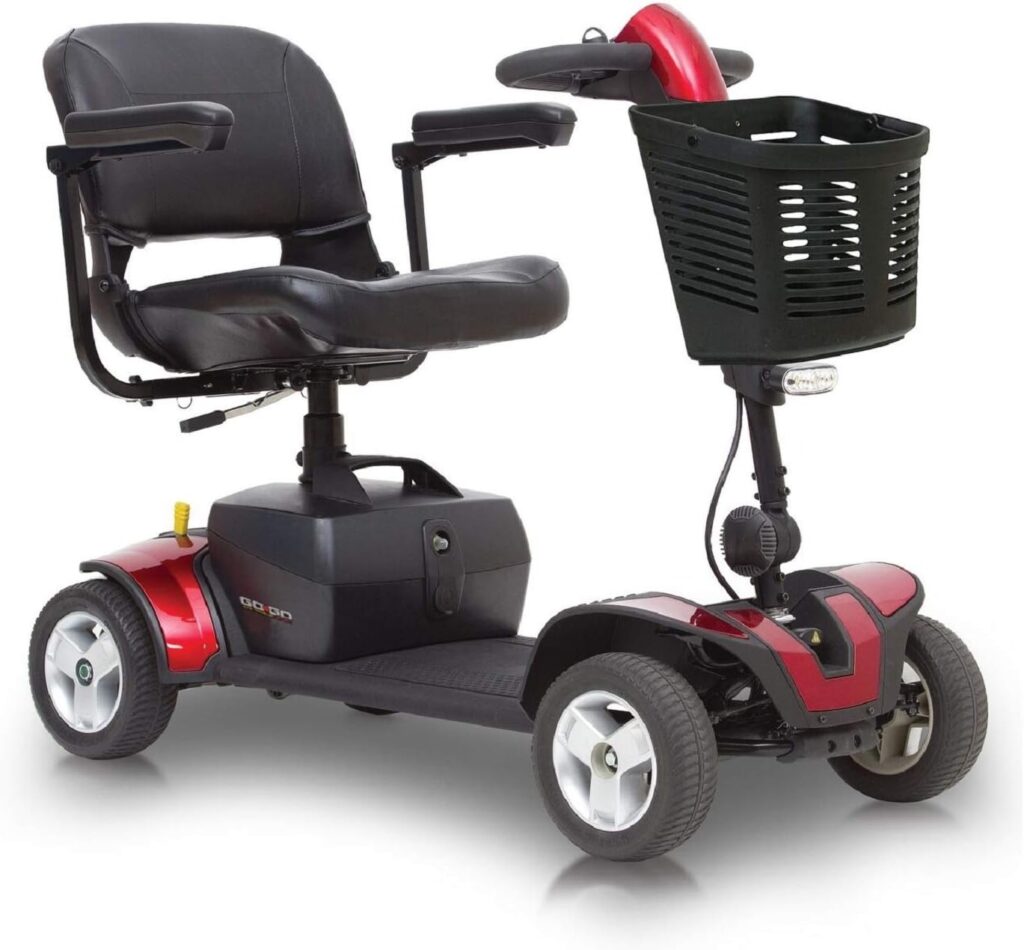 Modern mobility scooter on UK pavement in residential area