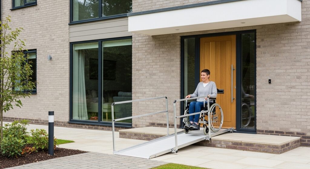 Wheelchair ramp installed at UK home entrance