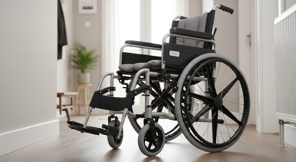 Lightweight self propelled wheelchair inside UK home