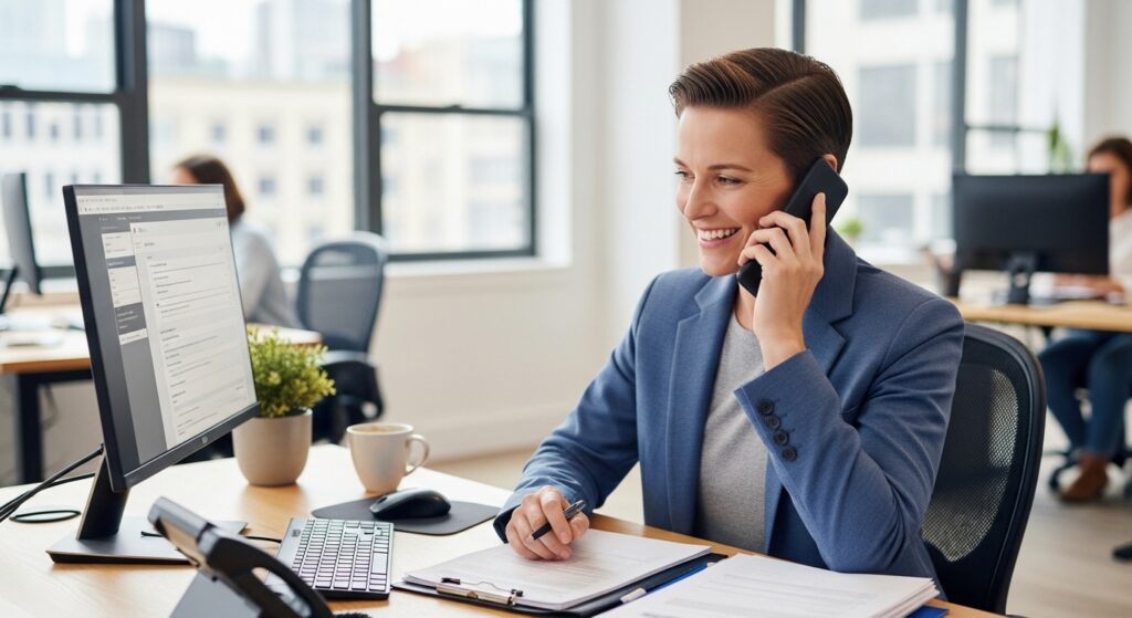 Disabled person reviewing HMRC Working Tax Credit forms at home desk in the UK.
