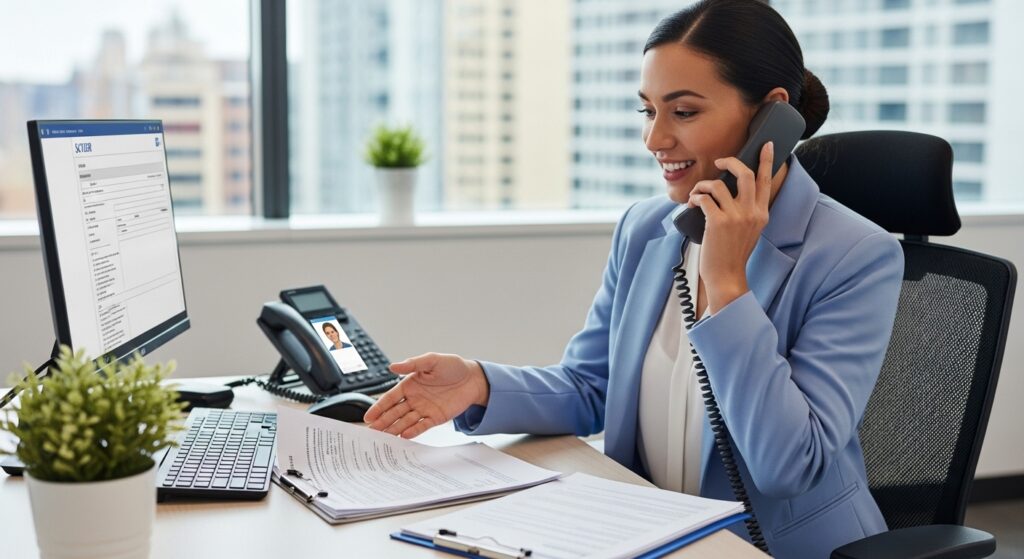 Disabled UK taxpayer receiving guidance on Working Tax Credit application from advisor.