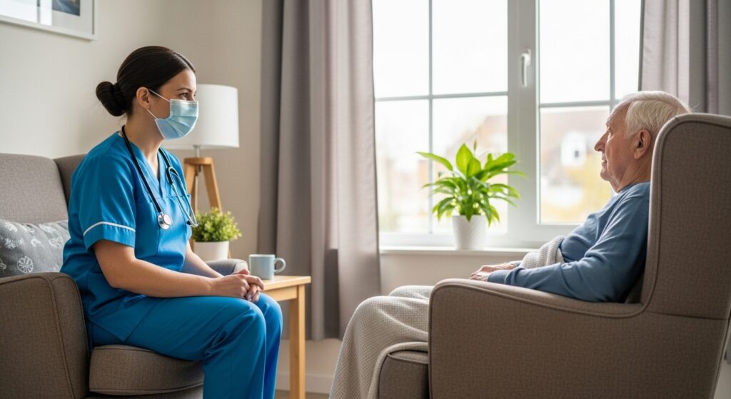 Caregiver documenting care hours for Carer’s Allowance eligibility in UK home