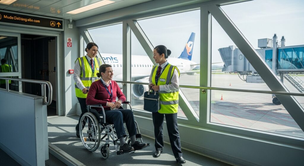 Airport wheelchair assistance support in UK airport