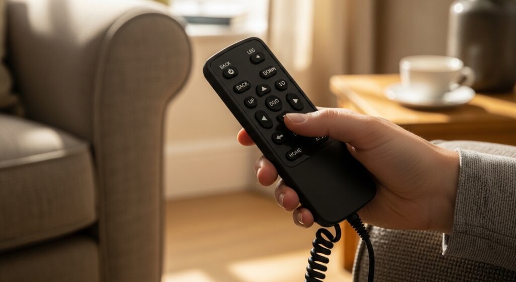 Remote control for dual motor rise and recliner chair
