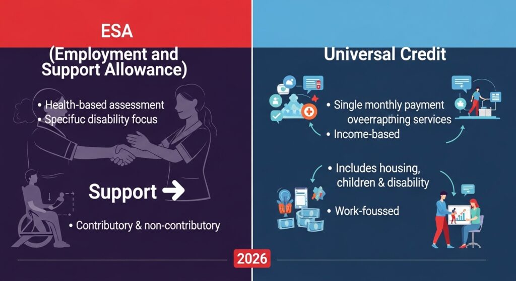 ESA vs Universal Credit – Key Differences Explained (2026)