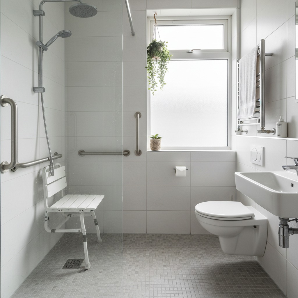 Modern accessible bathroom with shower