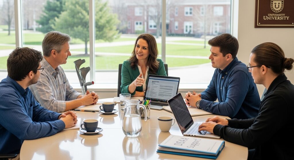 Needs assessment meeting at a university for DSA support
